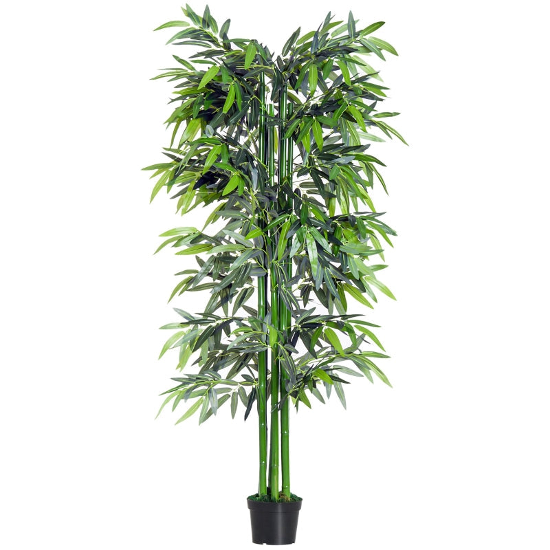 Bambú Artificial 180cm com Ramos Realistas Planta Sintética Decorativa com Vaso para Sala de Estar Escritório Ø20x180cm Verde