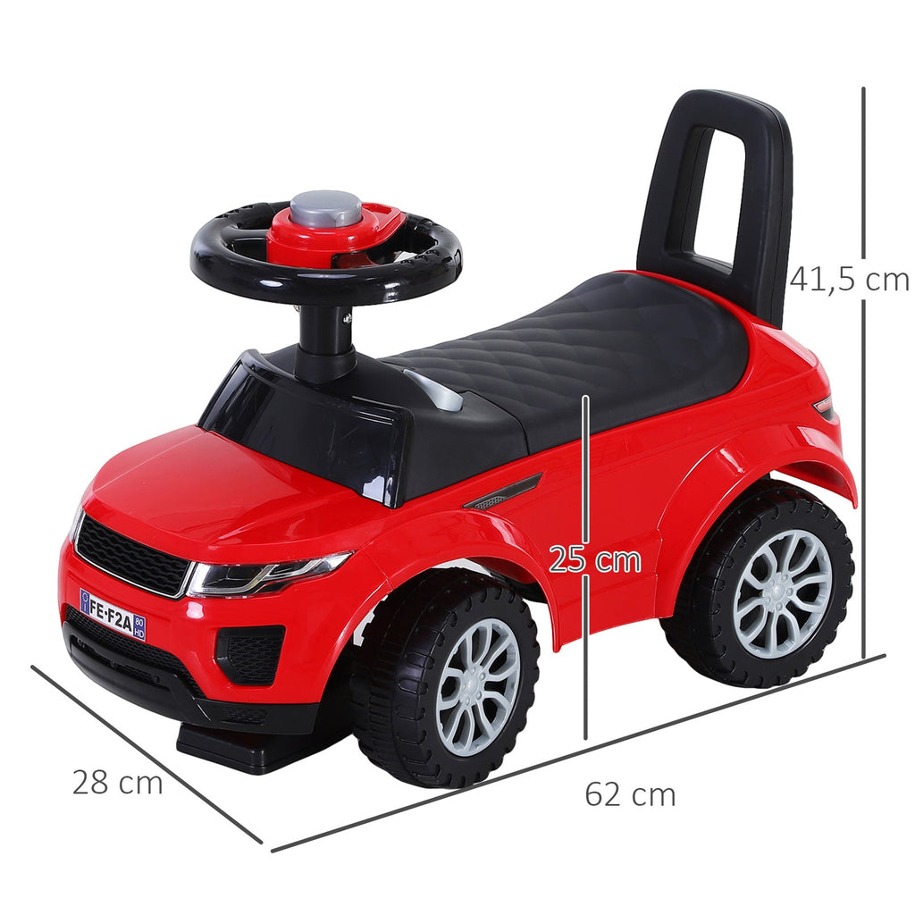 Quad andarilhos Carro Infantil sem Pedais para Bebê Estilo de Carreira de Andador de Brinquedo com Alto-falante 60x38x42cm Vermelho