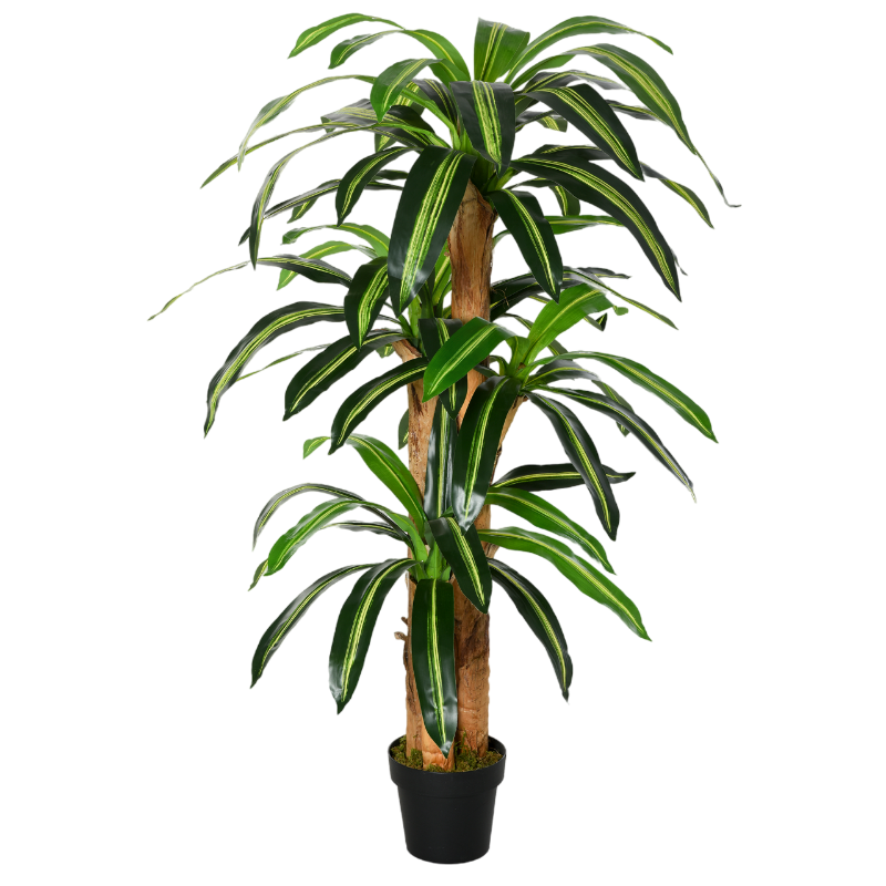Planta Artificial Decorativa Dracaena com Pote Árvore Sintética 66 Folhas para Jardim Varanda Escritório Sala Ø20x160 cm Verde