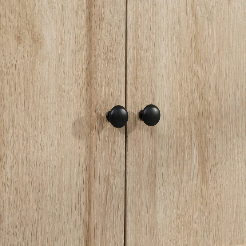 Armário de Cozinha Móvel Auxiliar de Cozinha com 4 Portas 1 Gaveta e Prateleira Aberta para Sala de Estar Sala de Jantar 74x39,5x183cm Carvalho