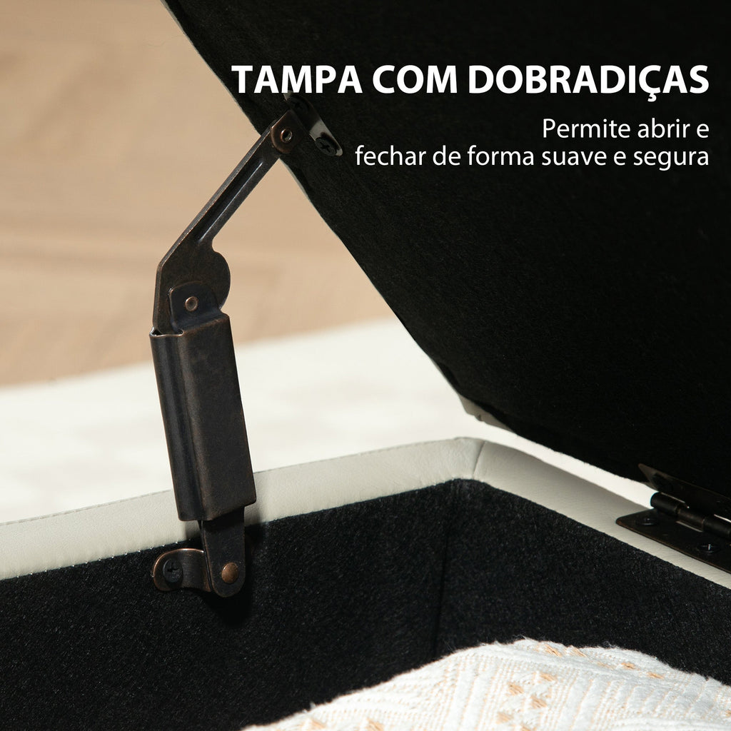 Baú de Armazenamento para Dormitório 33L Puff de Armazenamento Estofado em PU Banco de Arrumação com Pés de Madeira para Corredor Sala de Estar 60x38x40 cm Cinza Claro