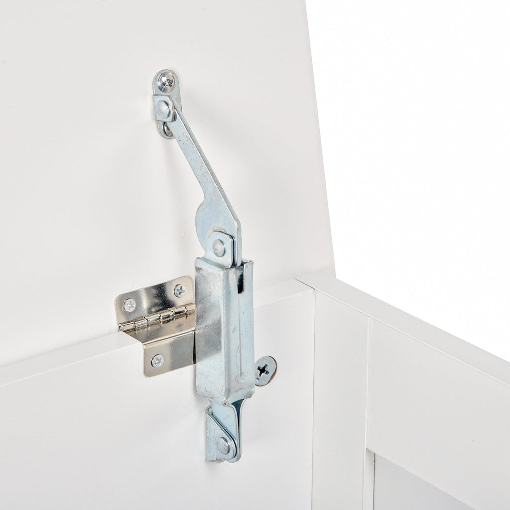 Baú de Armazenamento de Madeira Baú de Arrumação com Dobradiça de Segurança para Dormitório Sala de Estar Carga Máxima 20 kg 81x40x46 cm Branco