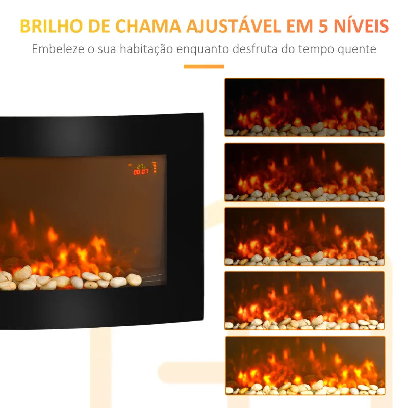 Lareira Elétrica Suspensa com Aquecimento e 5 níveis de Chama - Design Moderno - Leva-Me Contigo - Móveis & Decoração