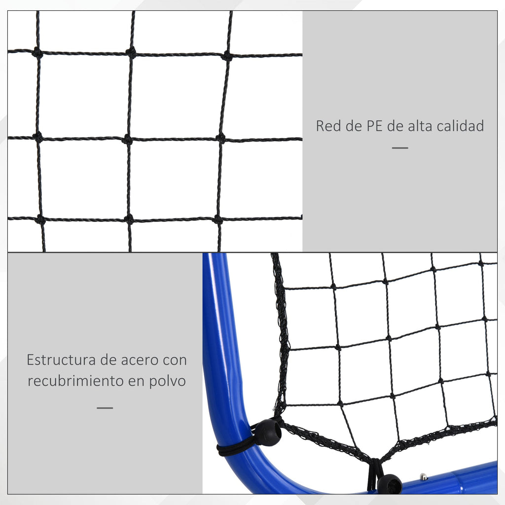 Rede de Rebote Dobrável para Treino Desportivo Ajustável em 5 Níveis de Ângulo com Tubo de Aço para Futebol Ténis e Basebol 100x95x90 cm Azul