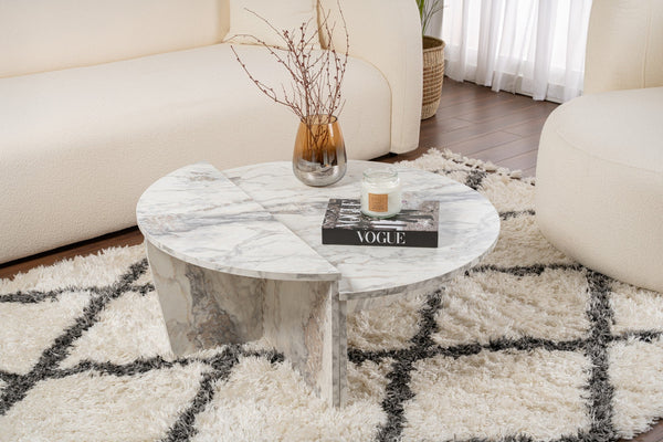 Mesa de Centro "Orion" – Mármore Fressia, Conjunto Modular, 90x60x30 cm, Design Sofisticado