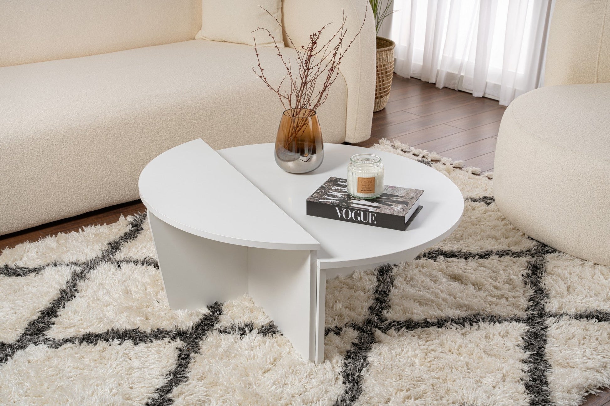 Mesa de Centro "Orion" – Branco, Conjunto Modular, 90x60x30 cm, Design Sofisticado