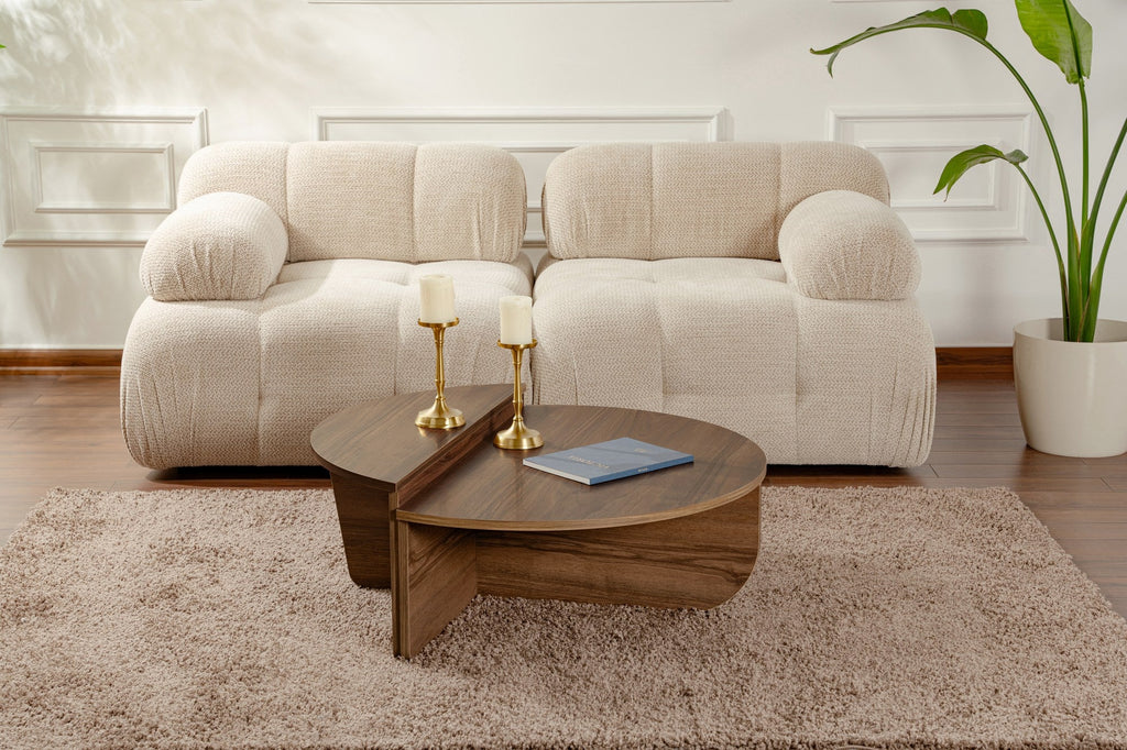 Mesa de Centro "Orion" – Nogueira, Conjunto Modular, 90x60x30 cm, Design Sofisticado