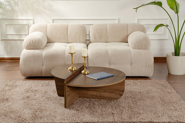Mesa de Centro "Orion" – Nogueira, Conjunto Modular, 90x60x30 cm, Design Sofisticado