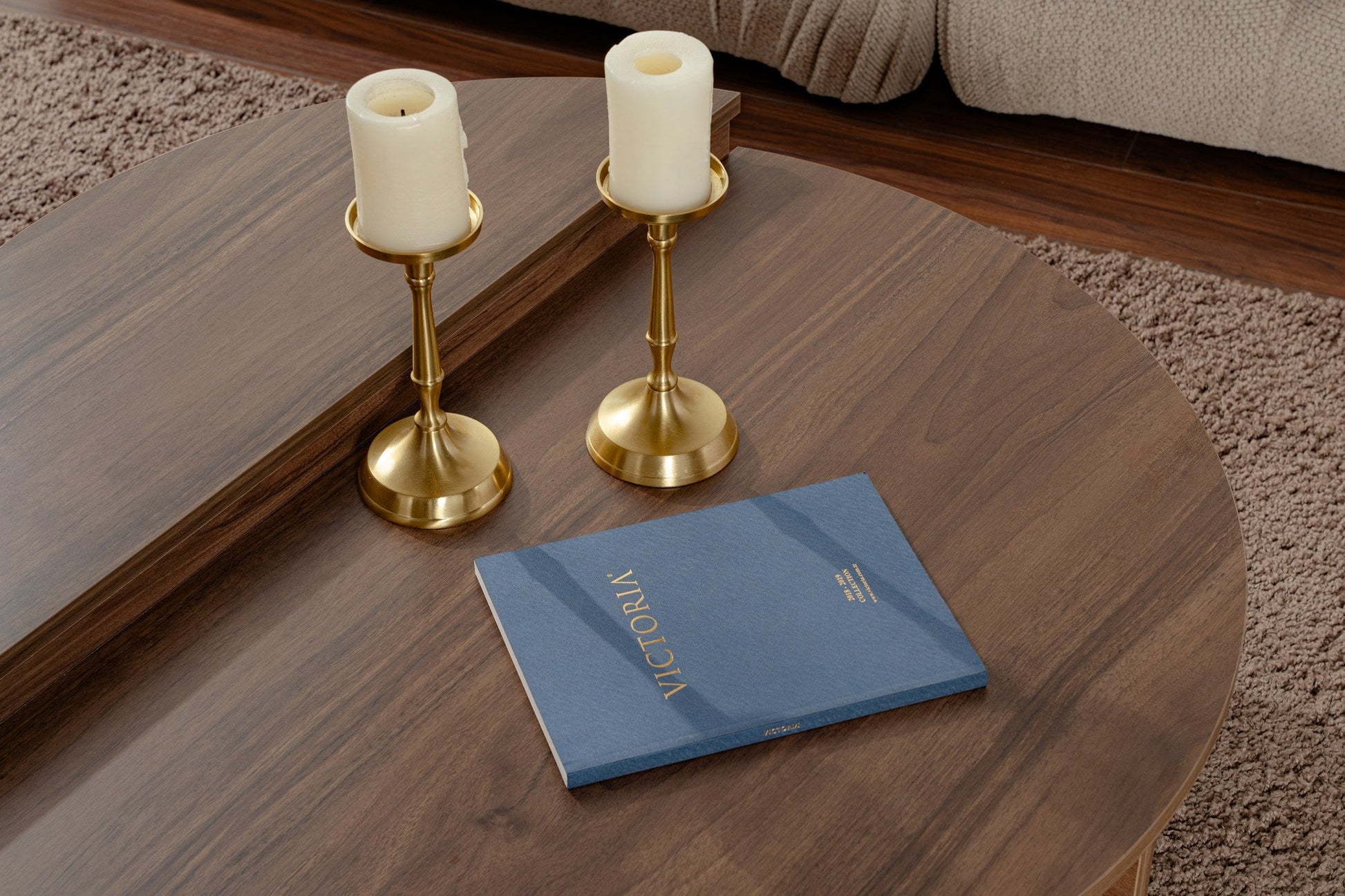 Mesa de Centro "Orion" – Nogueira, Conjunto Modular, 90x60x30 cm, Design Sofisticado