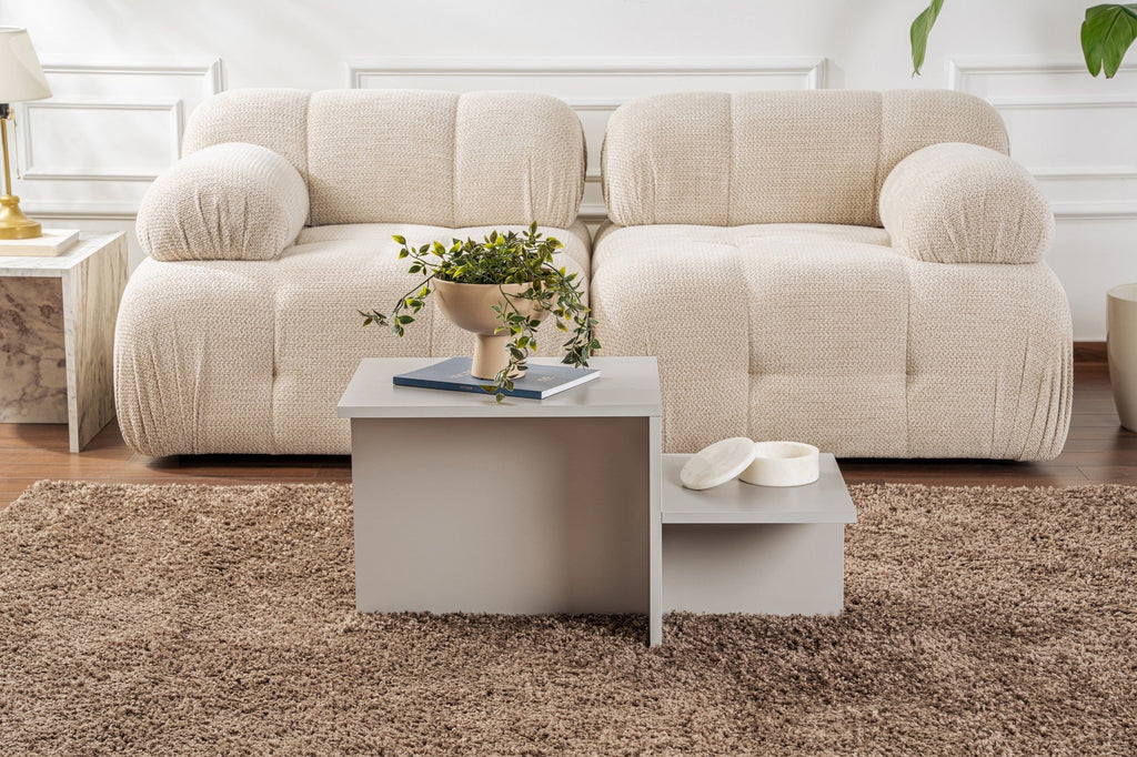 Mesa de Centro "Harmony" – Cinzento, 90x45x40 cm, Design Rústico Moderno