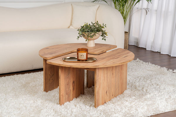 Mesa de Centro "Moira" – Pinho Atlântico, Ø90x41 cm, Design Rústico Moderno