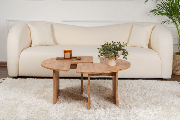 Mesa de Centro "Moira" – Pinho Atlântico, Ø90x41 cm, Design Rústico Moderno