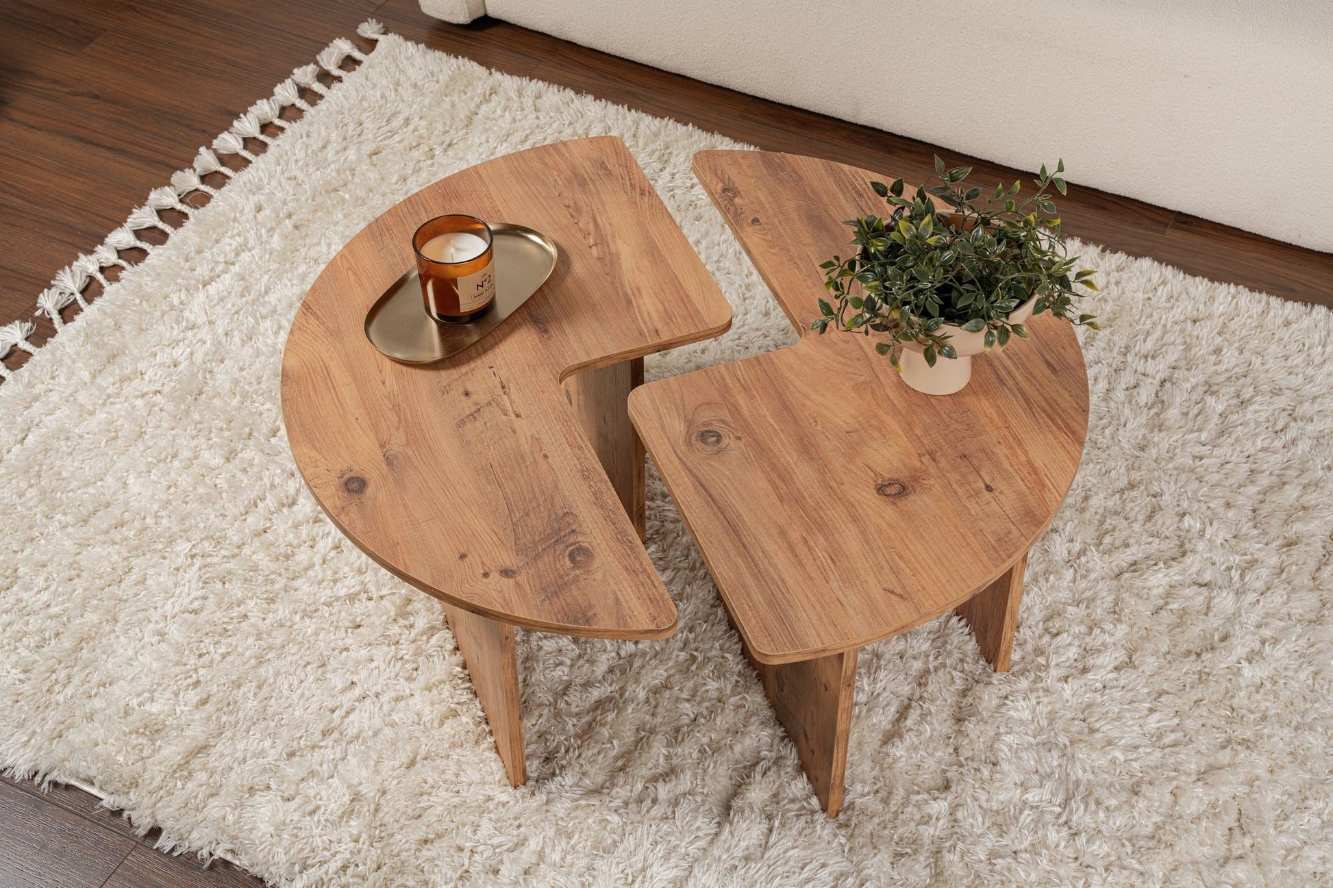 Mesa de Centro "Moira" – Pinho Atlântico, Ø90x41 cm, Design Rústico Moderno