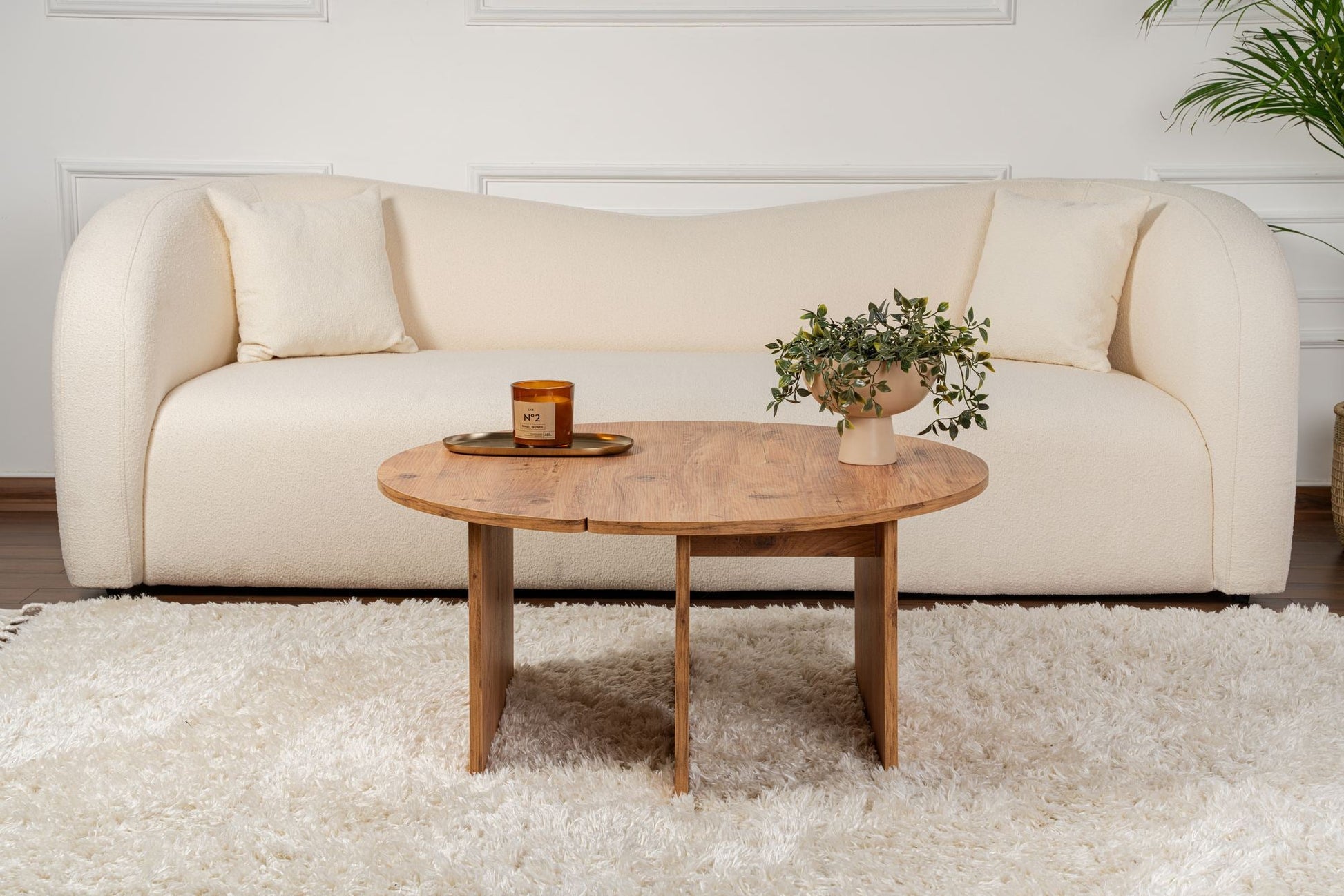 Mesa de Centro "Moira" – Pinho Atlântico, Ø90x41 cm, Design Rústico Moderno