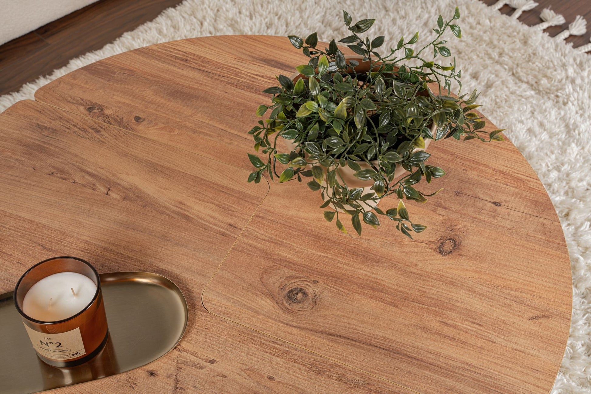 Mesa de Centro "Moira" – Pinho Atlântico, Ø90x41 cm, Design Rústico Moderno