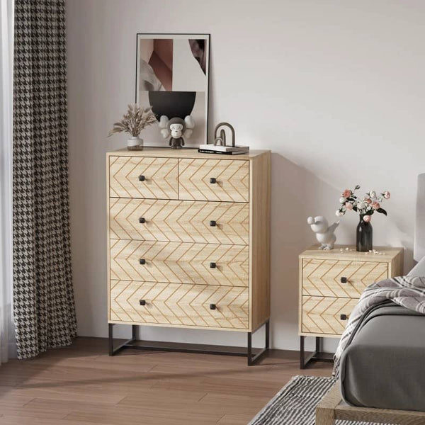 Cómoda com 5 Gavetas Estilo Retrô Móvel Auxiliar de Madeira para Sala de Estar Corredor 80x39,5x110 cm Madeira e Preto
