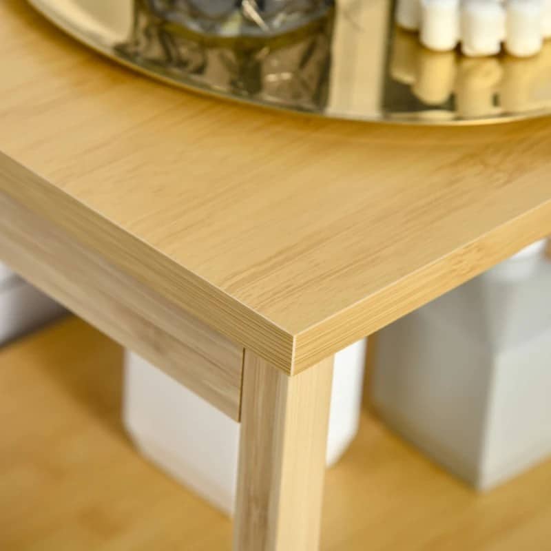 kleanklin Cesto para Roupa de Bambú Armário para Casa de Banho com 2 Prateleiras 1 Cesta de Tecido Removível Móvel de Armazenamento para Sala de Estar Cozinha 40x30x86,5 Natural