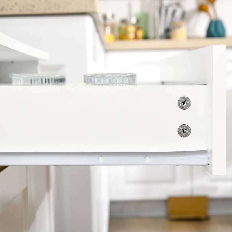 Aparador auxiliar de cozinha Armário com prateleiras internas ajustáveis e gaveta 80x48x170 cm Branco