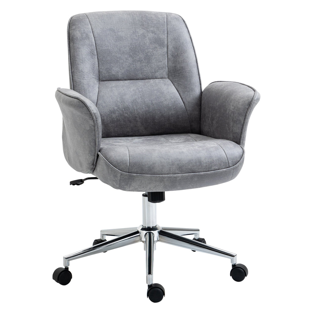 Cadeira de Escritório Ergonômica Cadeira de Escritório Giratória com Altura Ajustável Apoio para os Braços e Encosto Acolchoado 67x69x92-102cm Cinza