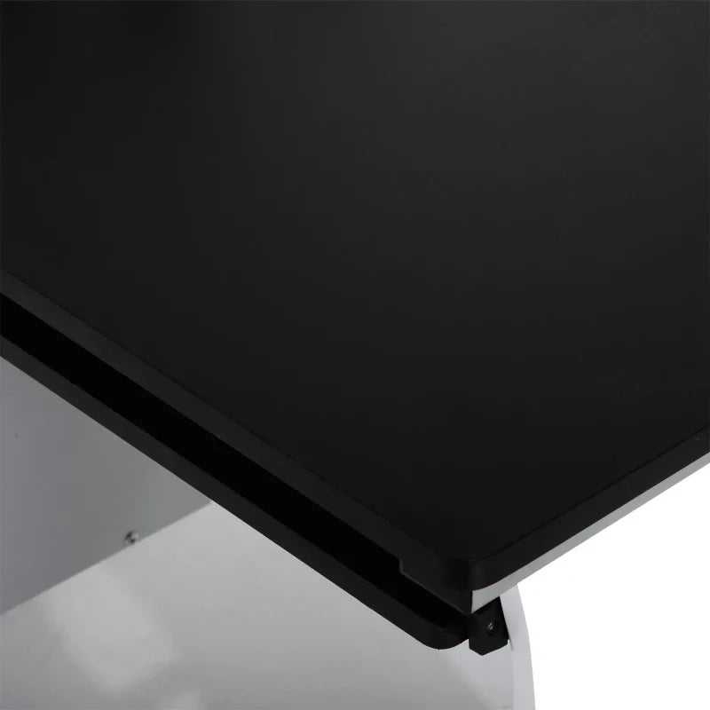 Mesa para Computador com Gaveta Armário e Suporte para CPU Secretária para Escritório Estúdio Dormitório 100x52x75cm Preto e Branco