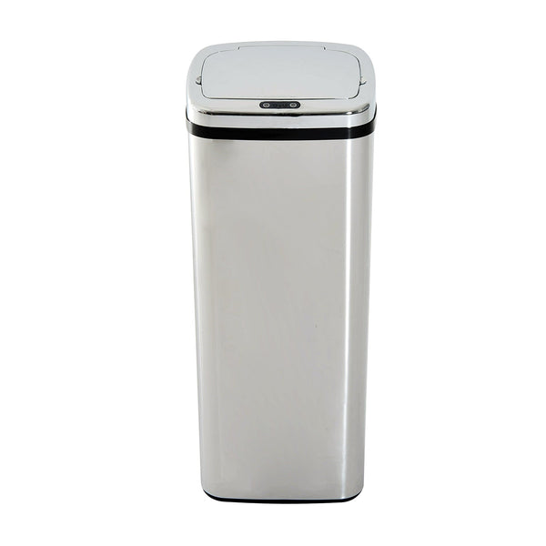 Balde de Lixo Inteligente 50L com Sensor Infravermelho Botão Tátil Balde de Lixo com Abertura Automática Quadrado 33x25x84 cm Prata