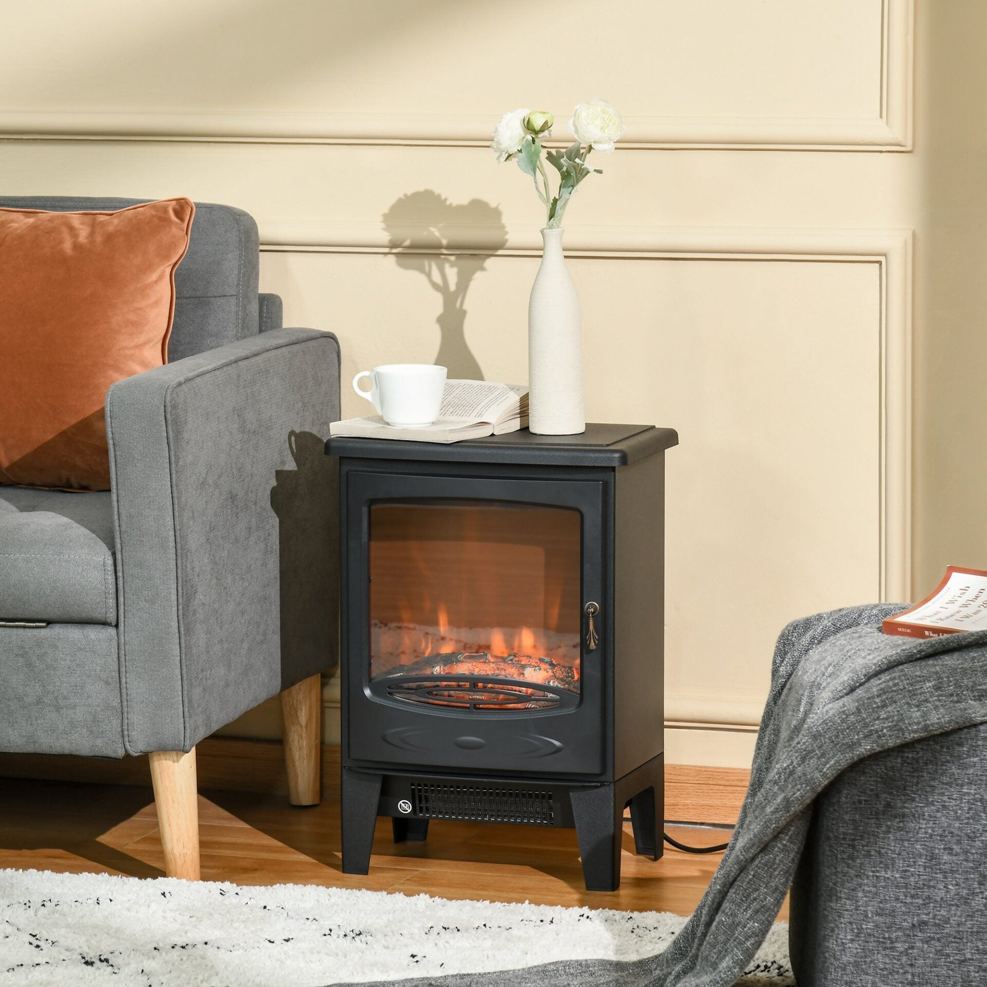 Lareira Elétrica Portátil de Aquecimento com Temperatura Ajustável e Chama Realista - Leva-Me Contigo - Móveis & Decoração