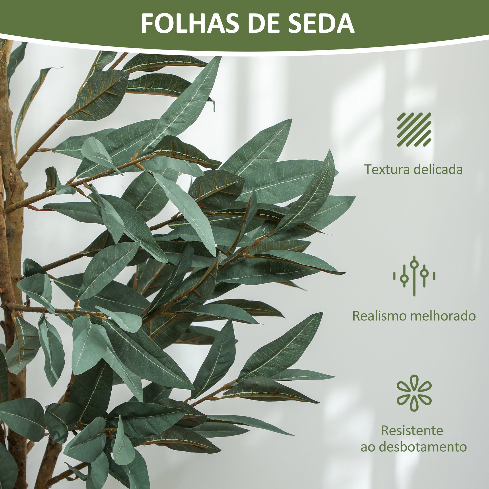 Planta Artificial de Louro 150 cm Planta Artificial Decorativa Grande Decoração para Casa Escritório Varanda Quarto Verde