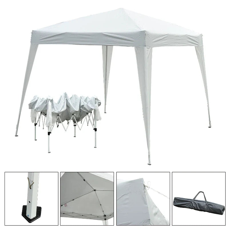 Tenda Dobrável 297x297x250 cm Tenda para Jardim Campismo Festas Eventos Aço e Oxford Branco