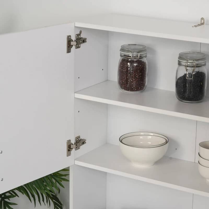 Armário de Armazenamento de Cozinha Armário Alto com 3 Gavetas 3 Portas e Prateleiras Interiores Ajustáveis móvel Auxiliar para Sala de Jantar Sala de Estar 80x39,5x183,5cm Branco