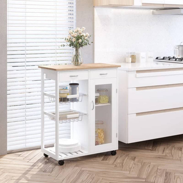 Carrinho de Cozinha de Bambu 70x37x85 cm