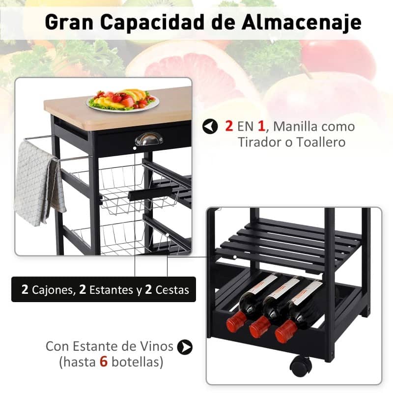 Carrinho de Cozinha Ruden - Design Vintage - Leva-Me Contigo - Móveis & Decoração
