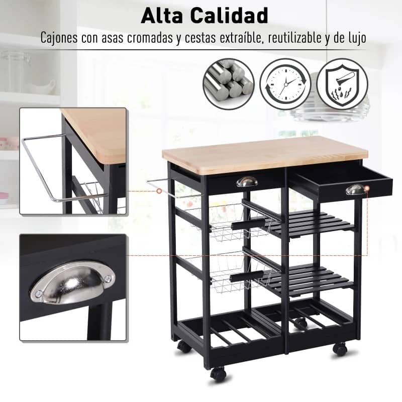 Carrinho de Cozinha Ruden - Design Vintage - Leva-Me Contigo - Móveis & Decoração