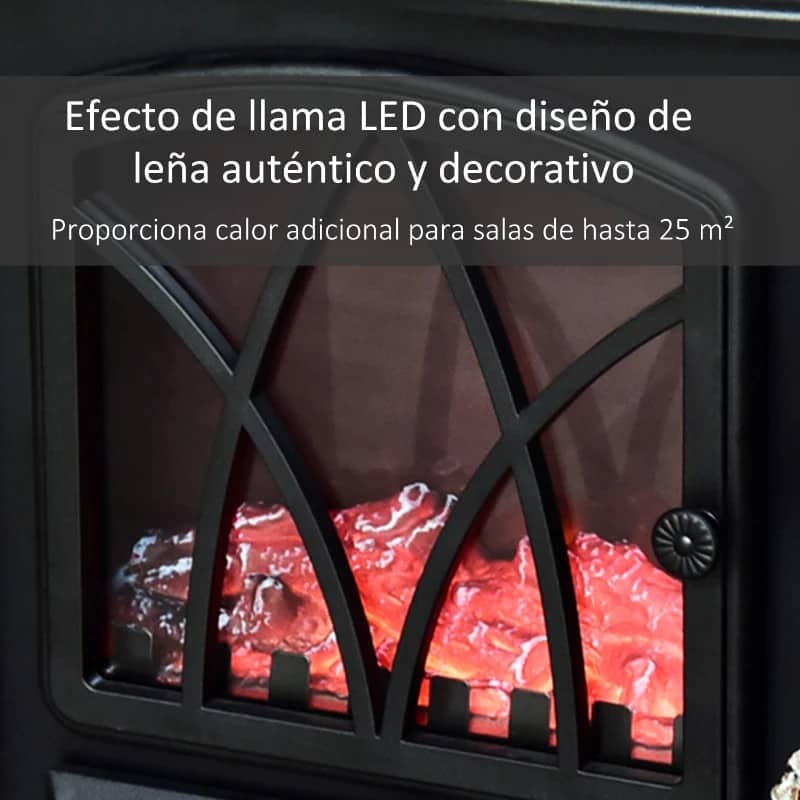 Lareira Elétrica Vertical com Aquecimento com Chama e Lenha Decorativa - Design Clássico - Leva-Me Contigo - Móveis & Decoração