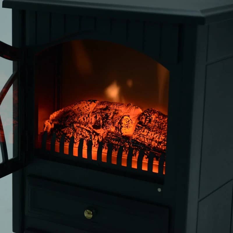 Lareira Elétrica Vertical com Aquecimento com Chama e Lenha Decorativa - Design Clássico - Leva-Me Contigo - Móveis & Decoração