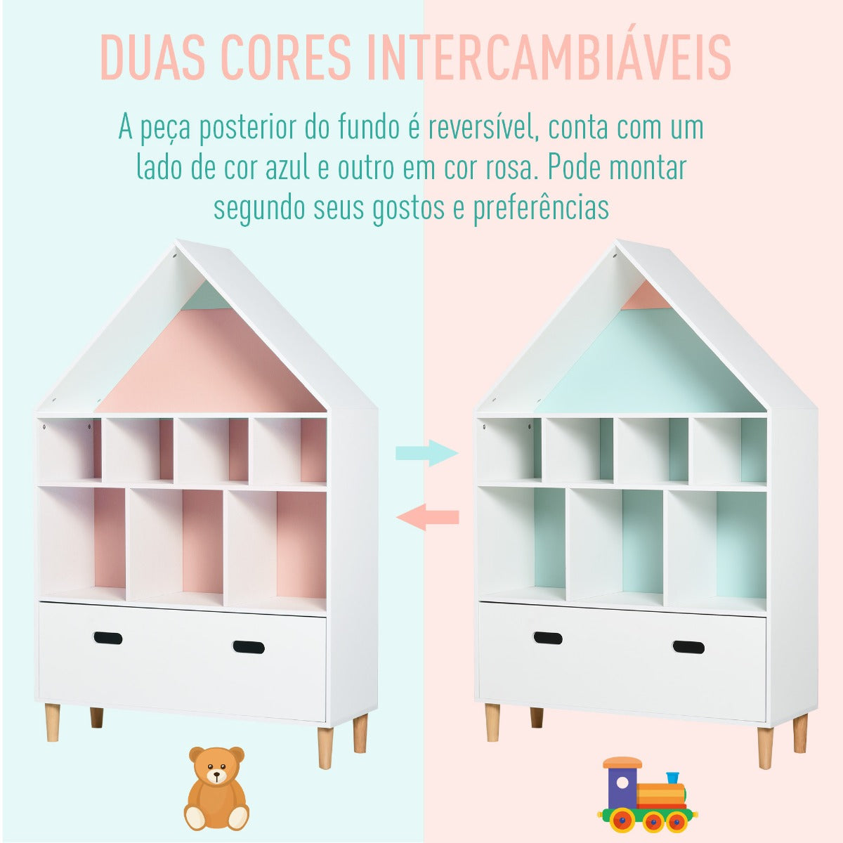 Estante Clark Reversível - Design Nórdico - Leva-Me Contigo - Móveis & Decoração