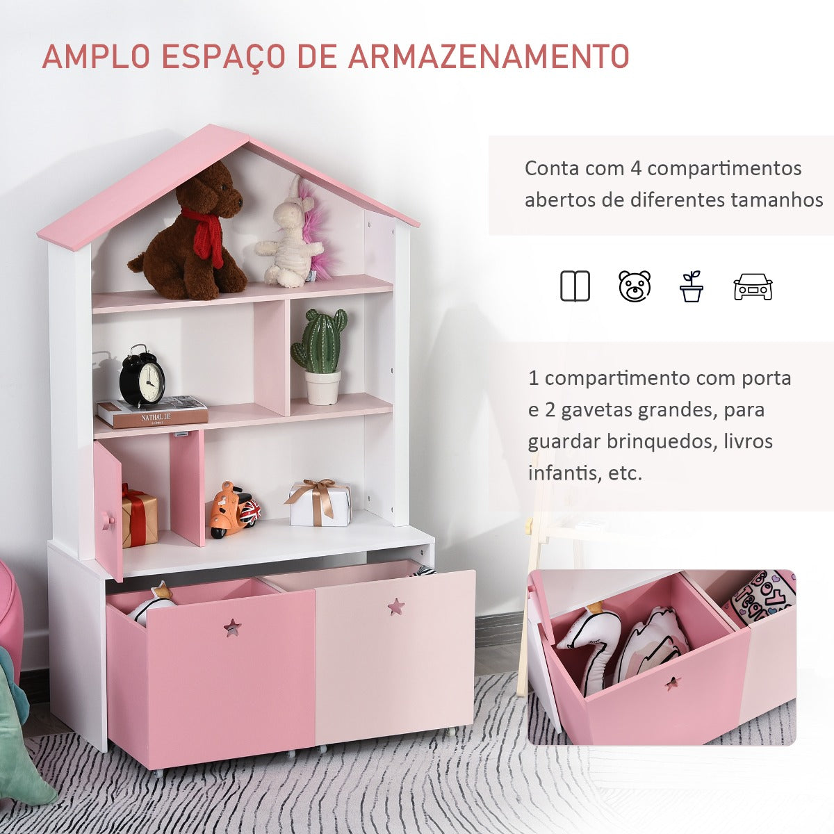 Estante Infantil Venici - Design Nórdico - Leva-Me Contigo - Móveis & Decoração