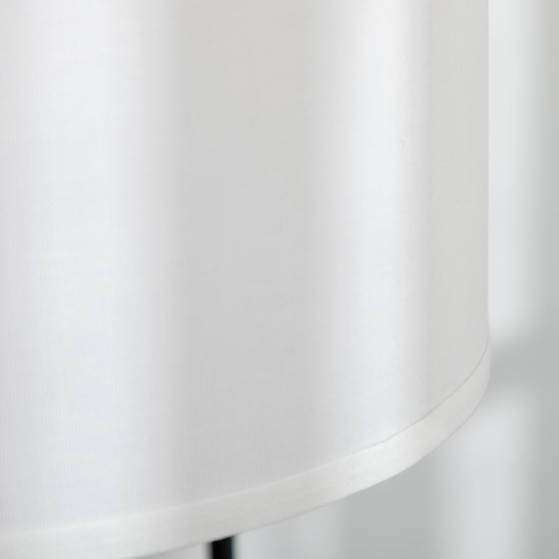 Candeeiro de Pé Moderno Lâmpada E27 Máx. 40W com Ecrã de Linho Estrutura de Aço e Interruptor de Pé Candeeiro de Leitura para Sala de Estar Dormitório 64x38x163,5cm Branco e Preto