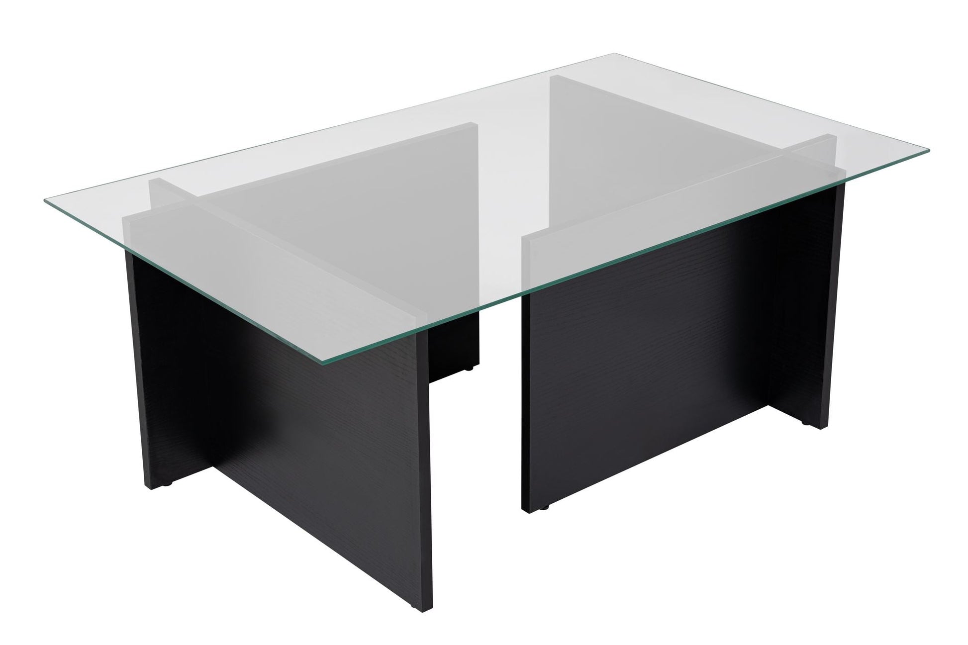 Mesa de Centro "Vetrino" – Vidro Temperado e Preto, 105x65x40 cm, Design Moderno