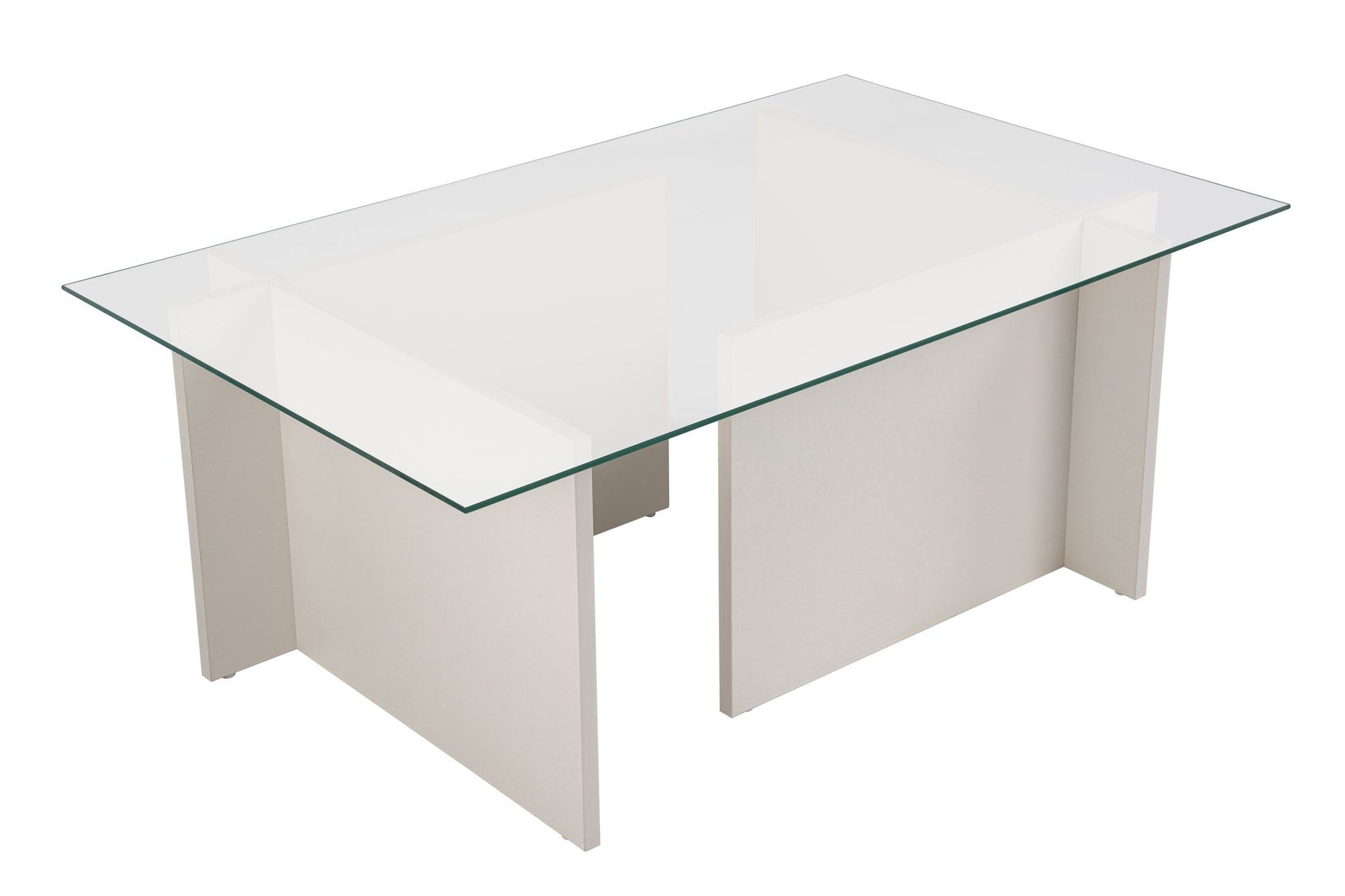 Mesa de Centro "Vetrino" – Vidro Temperado e Branco, 105x65x40 cm, Design Moderno