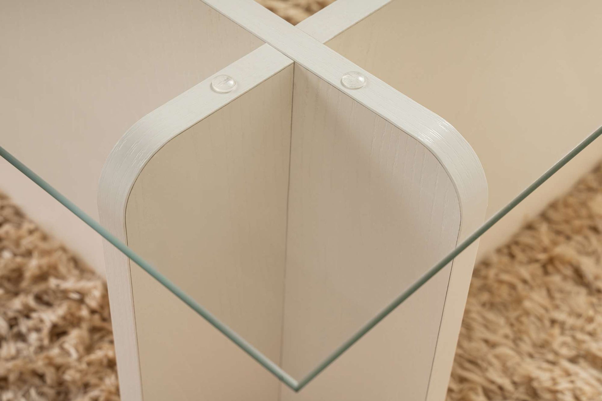 Mesa de Centro "Flavio" – Vidro Temperado e Branco, 105x65x30 cm, Design Moderno