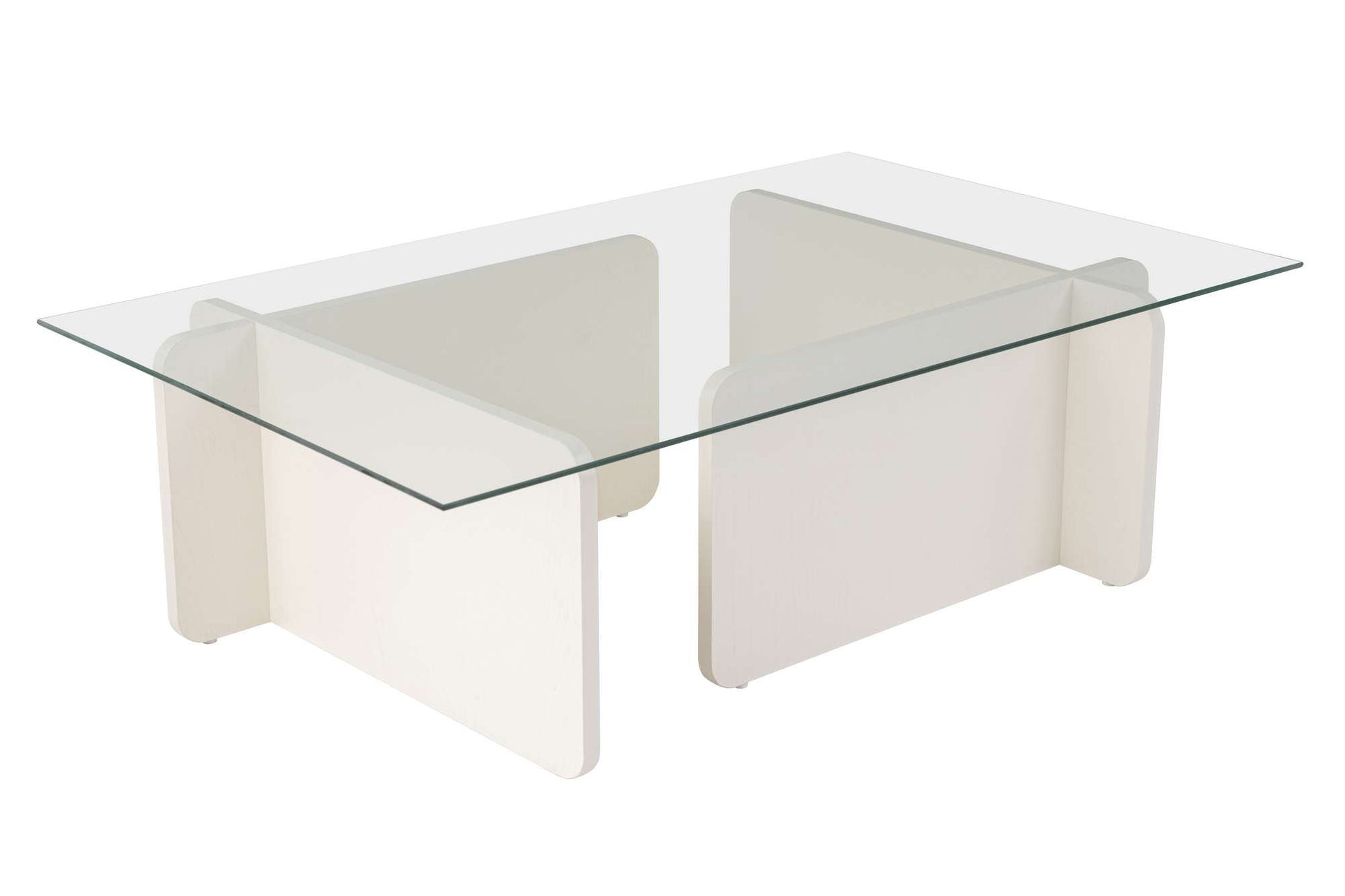 Mesa de Centro "Flavio" – Vidro Temperado e Branco, 105x65x30 cm, Design Moderno