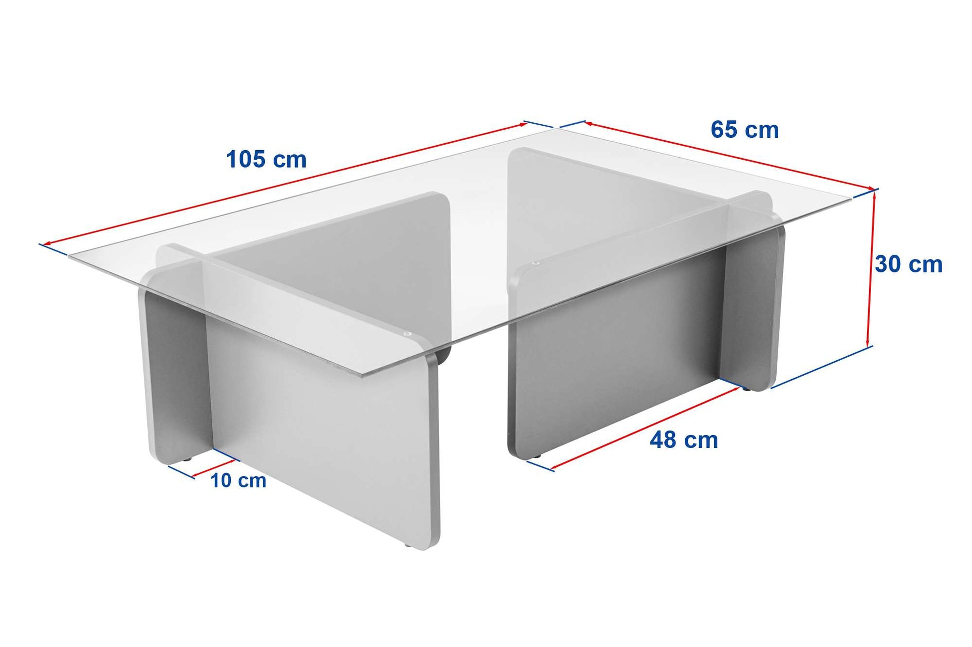 Mesa de Centro "Flavio" – Vidro Temperado e Branco, 105x65x30 cm, Design Moderno