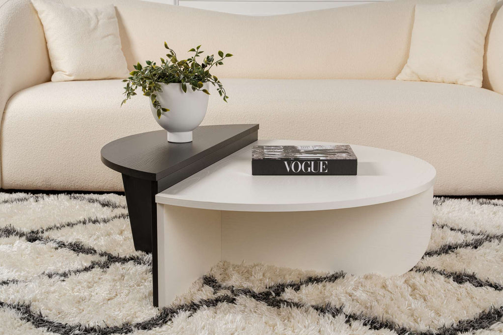 Mesa de Centro "Orion" – Preto, Conjunto Modular, 90x60x30 cm, Design Sofisticado