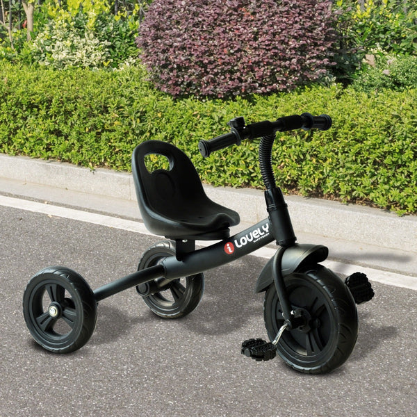 Triciclo para Crianças acima de 18 Meses Triciclo Infantil com Protetor de Segurança para as Rodas e Campainha 79x50,5x58 cm Preto