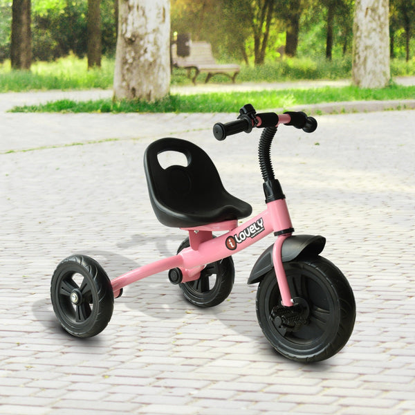 Triciclo para Crianças acima de 18 Meses Triciclo Infantil com Protetor de Segurança para as Rodas e Campainha 79x50,5x58 cm Rosa