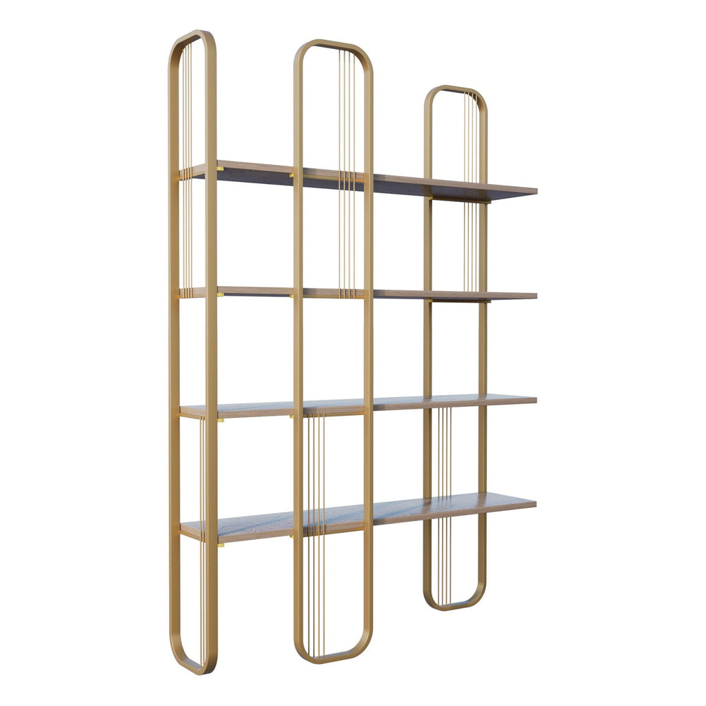Estante "Sierra" – Dourado - 125x28x180 cm – Design Moderno
