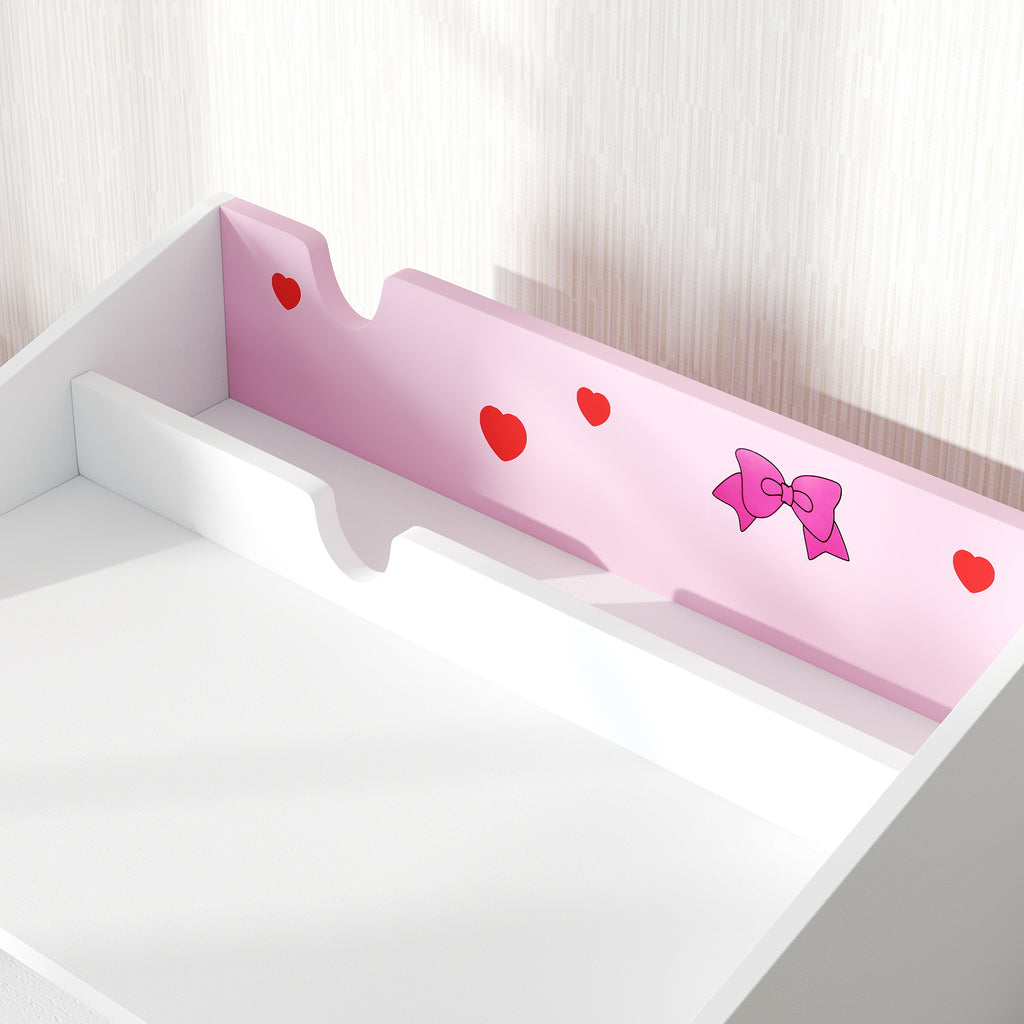 AIYAPLAY Conjunto de Secretária e Cadeira para Crianças acima de 3 Anos Secretária Infantil com Gaveta Amovível e Compartimento para Dormitório Sala de Jogos Rosa e Branco