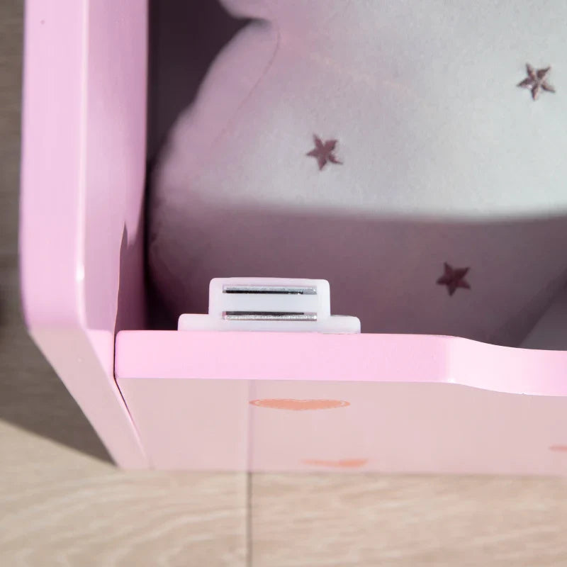 Baú Infantil 2 em 1 Baú de Armazenamento Organizador de Brinquedos para Crianças acima de 18 Meses com Tampa de Fechamento Seguro para Dormitório Sala de Jogos Carga 50kg 60x30x50cm Rosa