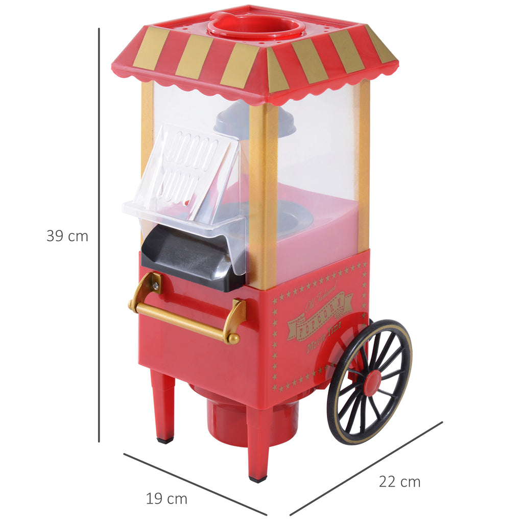 Máquina de Pipocas Máquina de Fazer Pipocas Estilo Vintage Portátil 1200W 22x19239cm Vermelha