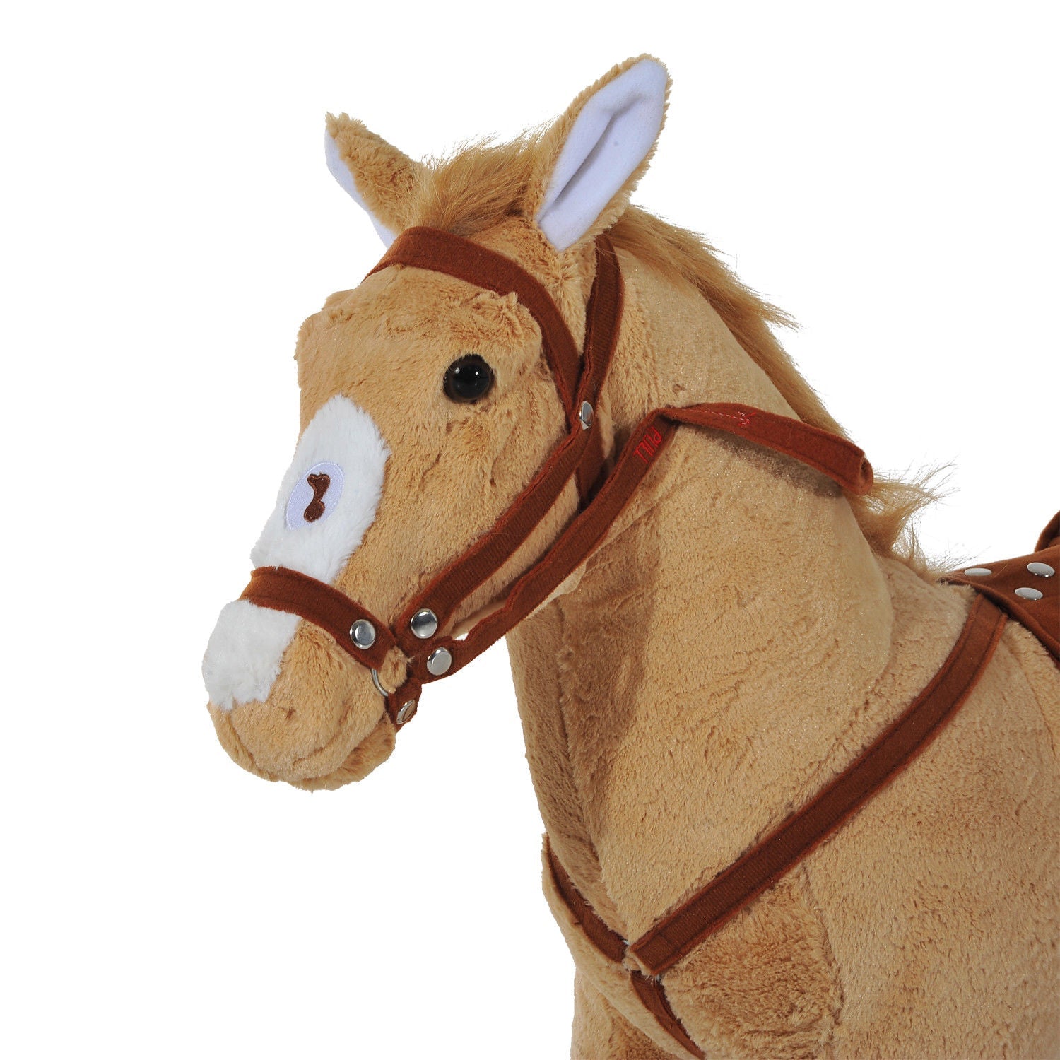Cavalo de Brinquedo para Crianças de +3 Anos Cavalo de Brinquedo com Sons e Estrutura de Metal Carga 60kg 85x28x60 cm Bege